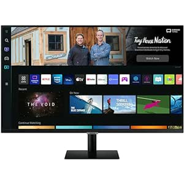 Samsung M5 viedais monitors S32BM500EU, 32 collas, VA panelis, ekrāns ar skaļruņiem, Full HD izšķirtspēja, atsvaidzes intensitāte 60 Hz, trīspusēja gandrīz bezrāmju dizains, TV lietotnes ar tālvadības pulti, melns