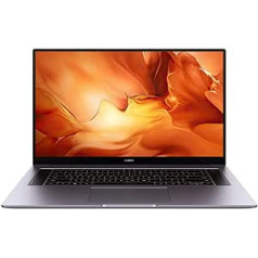 HUAWEI MateBook D 16, AMD Ryzen 5 4600H, 16 GB RAM, 512 GB SSD, 16,1 collu 1080p FHD FullView displejs, plāns metāla korpuss, pirkstu nospiedumu sensors, bezmaksas jaunināšana uz Windows 11, vājš zils apgaismojums, QWERTZ, pelēks