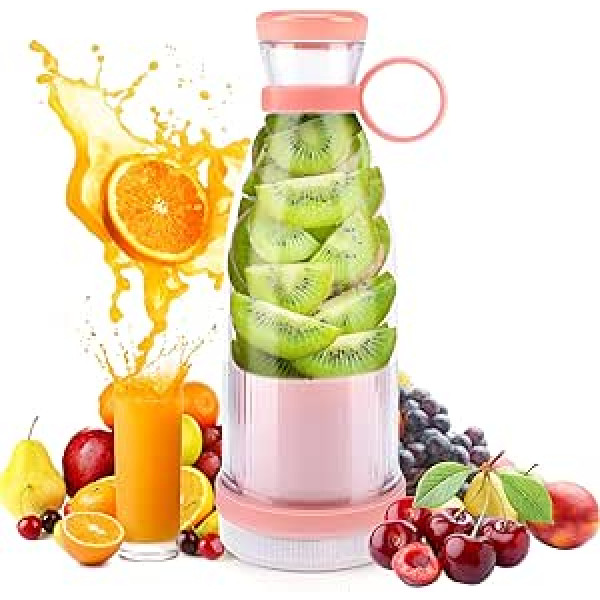 Bestcool Portable Mixer Bottle, USB Rechargeable Min Juice Blender Multifunctional Fruit Juice Mixer Bottle with Handle for Fruit Milkshakes Home Travel Office Outdoor Gift