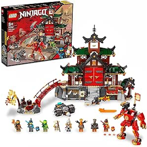 LEGO 71767 Ninjago Ninja Dojo templis no Master of Spinjitzu, celtniecības komplekts ar 5 istabām, iekļauti 8 mini kalumi, piemēram, Loida, Kai un Čūskas darbības figūriņas, Nindzjas rotaļlieta bērniem no 8 gadu vecuma