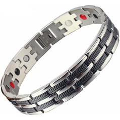 SSC SSC-225 Magnetic Bracelet Stainless Steel | Polished Silver / Black | Magnetic Bracelet (2000+ Gauss) | Anti-Allergy Jewellery (316L Surgical Steel) | Ideal as a Gift, Stainless Steel, Without