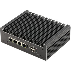 HUNSN Micro Firewall Appliance, Mini PC, Pfsense Plus, Mikrotik, OPNsense, VPN, Router PC, Intel N4505, RS41k, AES-NI, 4 x 2.5GbE I226-V, Console, Type-C, HDMI, DP, SIM Slot, 8G RAM, 64G SSD