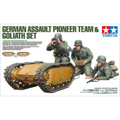 Plastic model of a German Goliath with an assault team