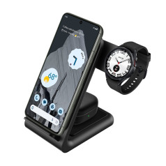 Crong 3in1 bezvadu lādētājs iPhone, Samsung un Android, Galaxy Watch un TWS austiņām