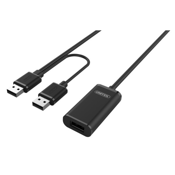 USB 2.0 aktīvais pagarinātājs, 20m, y-279 melns