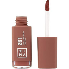 3INA MAKEUP - Vegan - Cruelty Free - The Longwear lūpu krāsa 261 - Dark Nude - Ilgnoturīga šķidra lūpu krāsa - Ļoti pigmentēta - 8H lūpu krāsa Matēta - Intensīvas krāsas - Pildspalvas aplikators