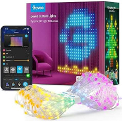 Govee aizkaru gaismas, 520 RGBIC LED gaismas aizkars, DIY gaismas efekti, viedās Wi-Fi gaismas diožu gaismas āra apgaismojums, LED aizkaru 86+ režīmi, IP65 ūdensizturīgs telpām, ballītēm, Ziemassvētkiem, Helovīna dekorēšanai