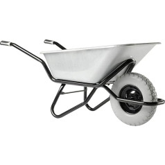 Haemmerlin CLIPSO Excellium 120 Wheelbarrow (Galvanised Trough with 120 Litre Capacity Puncture-Proof Solid Rubber Wheel 200 kg Load Capacity, Tilt Bar) 308203101