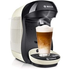 Tassimo Happy kapsulu automāts TAS1007 Bosch kafijas automāts, vairāk nekā 70 dzērienu, pilnībā automātisks, piemērots visām krūzēm, vietu taupošs, 1400 vati, krējums/antracīts