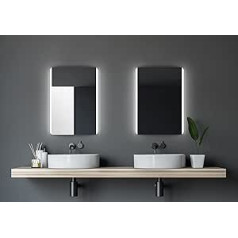 Talos Talos Chic Bathroom Mirror with Lighting, 50 x 70 cm, Bathroom Mirror with Backlit Light Cut-Outs, Vertical and Horizontal Hanging, Silver