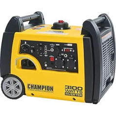 Champion Power Equipment 73001i-E-EU benzīna mobilais ģenerators (3100 vati, pārnēsājams invertors, ģenerators, īpaši kluss, ar integrētu rokturi un riteņu pāri, ideāli piemērots āra un kempingiem)