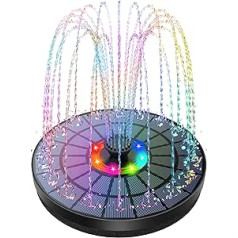 AISITIN LED Solar Fountain 5.5 W Colourful Solar Fountain for Outdoor Use 2022 Upgrade, Solar Pond Pump with 7 Effects Solar Water Pump Solar Floating Fountain for Garden Fish Pond Water Feature Bird