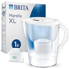 BRITA ūdens filtra krūze Marella XL White (3,5 l) ar 1x Maxtra Pro universālo kārtridžu - filtrs kaļķakmens, hlora, svina, vara un garšu traucējošu vielu samazināšanai ūdenī