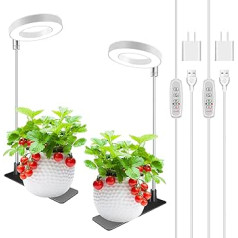 Kullsinss Grow Lights iekštelpu augiem, pilna spektra Halo audzēšanas lampa ar noņemamu pamatni, regulējams augstums, 3 krāsas, 10 aptumšošana, automātisks taimeris, augu gaisma mazu augu audzēšanai, 2 iepakojums