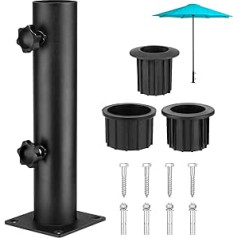 Parasol Umbrella Stand Standard with 3-Piece Reducing Ring (48/38/32 mm) Parasol Sleeve Stand, Umbrella Baser for Wooden Floor, Balcony, Deck, Patio, Canopy, Gazebo, Awning