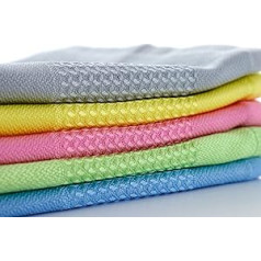 Bezmal ® Set of 10 & 5 Premium Microfibre Cleaning Cloths Window Cloth Cloths 45 x 70 cm (Colourful, 10)