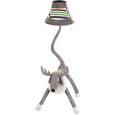 Personalizēta jauka dzīvnieku kokvilnas grīdas lampa pelēkiem plīša briežiem, galda lampa dekoratīvā galda lampa telpām, multfilmas dzīvnieku grīdas lampa ar noliecamu asti AA+ (krāsa: reostata slēdzis)