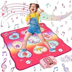 BAZADER Unicorn Dance Mat Toy Gifts for Girls Boys Age 3 4 5 6 7 8+ Years, Music Mat with 5 Modes & 8 Integrated Songs, LED Display, Christmas Birthday Children's Toy