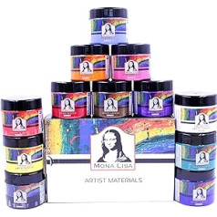 Monalisa Acrylic Paint Set 12 x 125 ml (1500 ml), High Coverage, Quick Drying, High Content of Colour Pigments, for Painting on Wood, Stone, Canvas, Glass, Cardboard