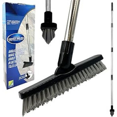 Angled Grout Cleaning Brush, Stiff Bristles, Floor Scrub Brush with Long Handle for Tiles, Bathrooms & Hard to Reach Corners