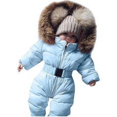 Schneeanzug Baby Junge 0-6 Monate mit Füßen Winter Winterkleidung Schlafsack mit Ohren Kapuze Herbst Erstausstattung Neugeborene Strampler Onesie Zip Up Fleece Warm Babykleidung Baby Kleidung