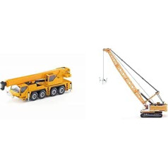 Siku 2110, Crane Truck, 1:55, Metal/Plastic, Yellow, Telescopic Boom & 1891, Cable Excavator, 1:87, Metal/Plastic, Yellow, Opening Shovel, Includes Rotating Winch