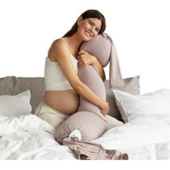 bbhugme® Pregnancy Pillow™, godalgotais grūtniecības un barošanas spilvens un visa ķermeņa atbalsta spilvens ar putekļu rozā spilvendrānu un vaniļas silikona oļiem