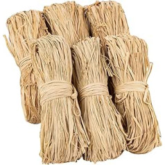 FAINCA Bast Raffia Natural Raffia, Iepakojumā 6, 300 g Natural Raffia lente, Natural Binding Raffia, Dabīga virves dāvanu lente, Dabīgās šķiedras rafijas lente, amatniecībai, dekorēšanai, aušanai, floristi, dārzam