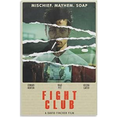 HAPPOW Vintage filmu plakāts Fight Club Plakāts Dekoratīvā glezna Audekls Sienas mākslas dekors mājas guļamistabas dekorēšanai Plakāts 50x75cm