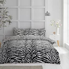 GC GAVENO CAVAILIA Premium Zebra segas komplekts, Dzīvnieku gultas veļas komplekts, mājīgs, silts, vienvietīgs, balts/melns (135 x 200 cm)