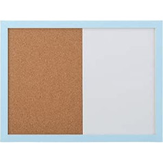 LOOQS Kork-Whiteboard – Blauer Rahmen, kombinētais Pinnwand, wandmontierte magnetische, trocken abwischbare Tafel für Zuhause, Büro, Schule, 39,9 x 30 cm