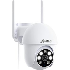 ANRAN FHD 5MP āra WiFi novērošanas kamera, 360 grādu PTZ IP kamera ar automātisku izsekošanu, 30 m krāsaina nakts redzamība ar prožektoru, 24/7 video ierakstīšana, divvirzienu audio ar Alexa, P3 Max White