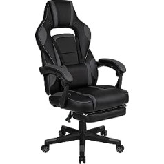 Flash Furniture spēļu krēsls ar augstu atzveltni — Ergonomisks biroja krēsls ar regulējamiem roku balstiem un kāju balstu — lieliski piemērots spēlētāja krēslam un mājas birojam — melns