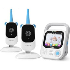 KAWA Baby Monitor with 2 Cameras, 7.11 cm (2.8 Inch) 2K HD Camera, No WiFi, Night Vision, Recording & Playback, 2-Way Talk, 4X Zoom, Lullabies, 1000 ft Range Baby Monitor, S5