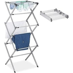 Relaxdays Folding Extendable Clothes Airer, 11 Rods, 6 Tier, Space Saving Tower Clothes Airer, Metal