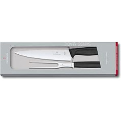 Victorinox, Swiss Classic, Profi Tranchier-Set, 2-teilig, Extra Scharfe Klinge, Robuster Kunststoffgriff, Swiss Made, Schwarz