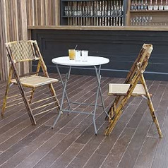 Flash Furniture Klapptisch für 4 Personen – Runder Bistrotisch aus Kunststoff – Wasserfester und schmutzabweisender Campingtisch für drinnen und draußen – Weiß, 60,96 cm Rund