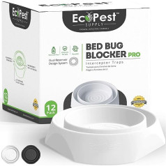 ECOPEST gultas kļūdu detektors — 12 gab. | Bed Bug Blocker (Pro) | Bed Bug Test (balts) | Kukaiņu slazds, kļūdu monitors un gultas kāju detektors