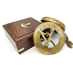 KRAFTBAZAR saules pulksteņa kompass antīks Steampunk misiņa saules pulksteņa kompass saules pulkstenis ar koka kastīti