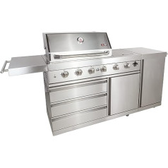 Mayer Barbecue Zunda MGG-342 Extreme Gas Barbecue Trolley, 4 Main Burners, 1 Back Burner, 1 Side Burner, 100% Stainless Steel, Grill Surface 65 x 45 cm, Includes Protective Cover