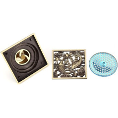 Garosa Floor Drain Antique Brass Space Bathroom Shower Drain with Strainer European Style Washroom Drain Cleaning Accessories Floor Cleaner