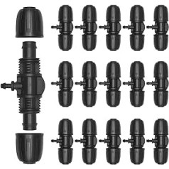 Hydrogarden Pack of 15 Barb T-Piece 1/2 Inch to 1/4 Inch Irrigation Pipe Anti-Drop Quality Fitting