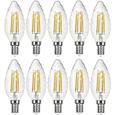 Müller-Licht 10 x LED kvēldiega retro svece, savīta 4,5 W = 40 W E14 dzidrs, 470 lm, silti balts, 2700 k, Ra>90