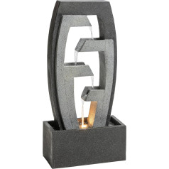 Dehner Tokyo Garden Fountain with LED Warm White, 92 x 44.5 x 22.5 cm, Polyresin, Grey/Black