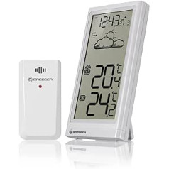 Bresser Meteo Temp Wireless Weather Station with Outdoor Sensor, Thermometer with Temperature Display for Indoor and Outdoor Use, Weather Forecast, with Fold-Out Base and Wall Mount, White