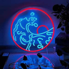 15 Inch Round Neon Sign for Wall Decor, LED Sunset from the Sea Neon Light for Bedroom, Dorm, Apartment, Gaming Neon for Kids, 5V USB Powered (with Dimmable