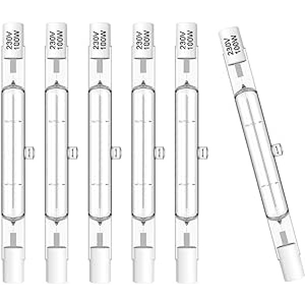 VIIVUU R7S halogēna spuldzes, iepakojumā 6, 78 mm, 100 W, 230 V, regulējams, r7s halogēna stienis, 78 mm halogēna lampa celtniecības prožektoriem, darba, ainavas apgaismojums, viesistabas apgaismojums