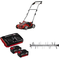 Einhell GE-SC 36/35 Li Power X-Change Battery Scarifier Fan (36 V, 35 cm Working Width, Brushless, Knife Roller with 16 Blades, Includes 2 x 4.0 Ah Battery, Twincharger and Spare Blade Roller)