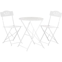 Alpine Corporation 3-Piece Floral Metal Bistro Set - Outdoor Conversation Set for Patio, Yard, Garden - White