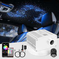 CHINLY Bluetooth 10 W RGBW mirgojošs LED optiskās šķiedras zvaigžņu griestu apgaismojuma komplekts, lietotne / tālvadības pults, 400 gabali (0,5 + 0,75 + 1,0 mm) x 3 m mājām/automobilim